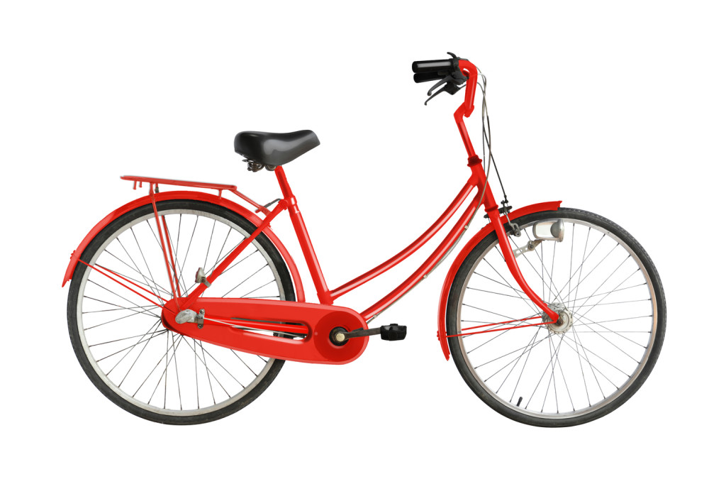 Old bicycle isolated on white background